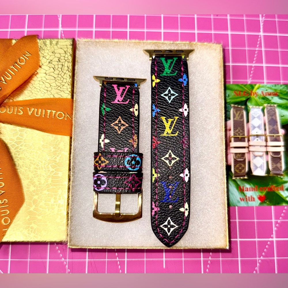 💖 LV Murakami black Multicolor Apple Watch Band handmade